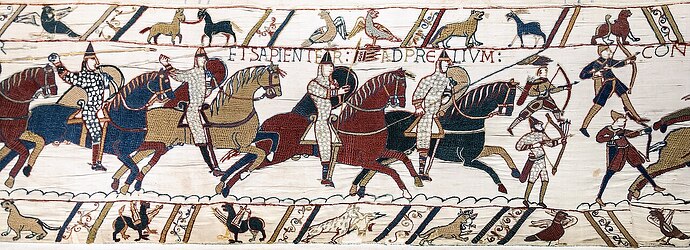 Caballeros normandos en la batalla de Hastings, Tapiz de Bayeux